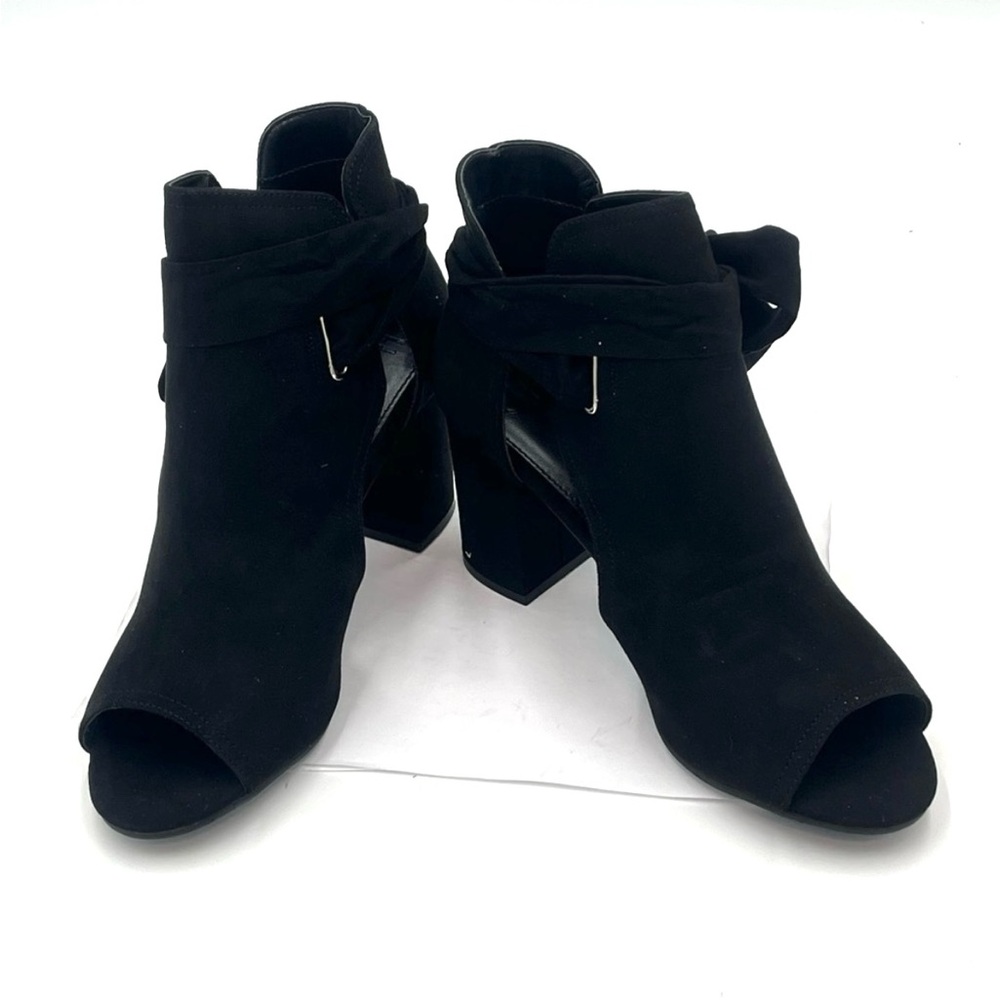 NIB Just Fab Karine Black Suede Heeled Sandals Size 9.5